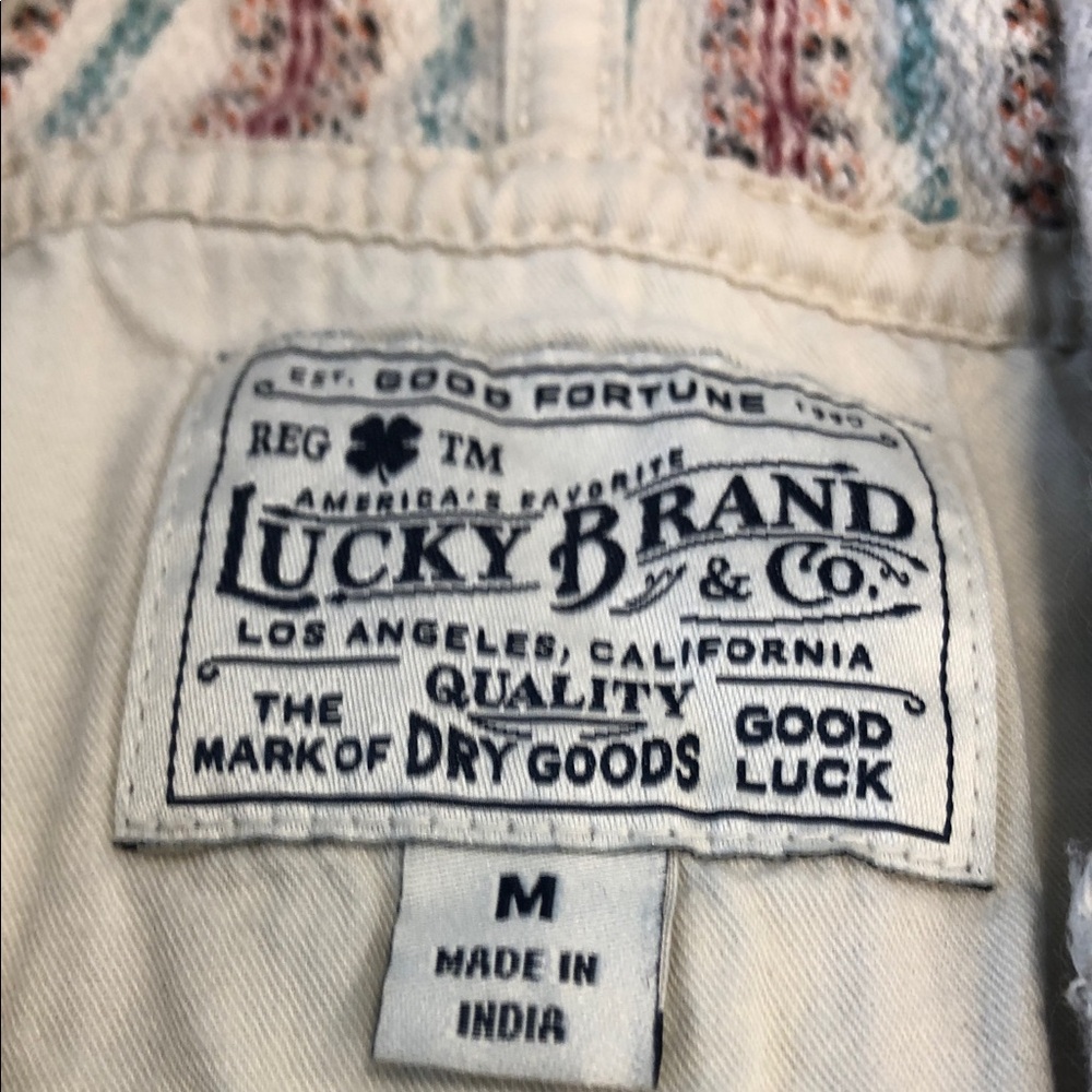 Lucky Brand boho striped hoodie sweatshirt neutral tones beach resort vibes SZ M - Picture 4 of 9